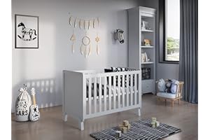 Love For Sleep Lit bébé 120 x 60 cm avec Matelas en Mousse,Lit evolutif Bebe + barrière de sécurité en Bois