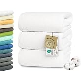 ZOLLNER Set of 3 Shower Towels 70 x 140 cm - Extra Soft and Absorbent Towels in White, with Practical Hanger, Washable up to