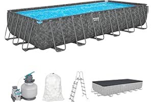 Bestway Piscine Hors Sol rectangulaire APX 365-732 cm x 366 cm x 132 cm - Gris foncé