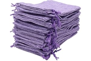Leeyunbee 30 Pezzi 10x15cm Sacchetti Regalo di Iuta, Sacchetto per Gioielli di Juta, Sacchi Iuta Lino con Coulisse per Regalo Gioielli Fai-da-Te Natale Fiesta Matrimonio Bomboniere(Viola chiaro)