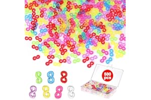 Ormromra 500 Pcs Loom Bands S Clips, DIY Colorful S Clasps, Rubber Band Plastic Connectors Clip, Refills Kit Loom Band Hooks for Craft Making DIY, Jewelry Accessories, Bracelet Connector Weaving