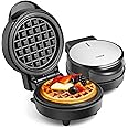 VonShef Mini Waffle Maker – 600W Waffles Machine with 12.5cm Non Stick Mini Iron Plates, Compact Breakfast Machine, Single Belgian & American Snacks Machine with Indicator Light – Black