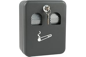 Homespired® Outdoor Ash Bin, Smoking Cigarette Bin, Ashtray Solid Steel Heavy Duty Scratch Resistant, Powder Coated in Black, Cylinder Lock with 2 Keys (16 x 9 x 20 cm)