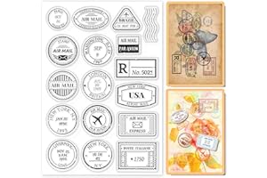 GLOBLELAND Postage Clear Stamps City Air Mail Stamp Postmark Silicone Clear Stamp Seals for Cards Making DIY Scrapbooking Photo Journal Album Decoration