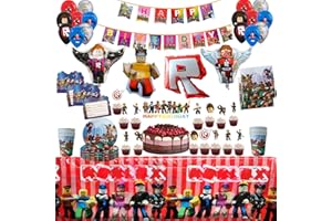 PYTRARTY Robllox Geburtstag Deko，Robllox Partygeschirr Set,Deko geburtstag,Game Party Tableware，Tortendeko，Party Dekoration