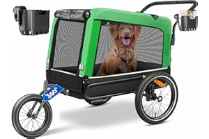 KESSER® Remolque para Perros 3-en-1 Buggy & Jogger Remolque para Bicicletas Grande Aprox. 240 litros de Volumen, montado sobre muelles, Material: Lona Oxford 600D, Carga máxima: 40 kg