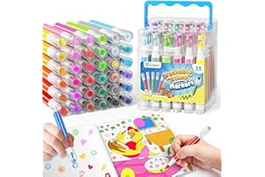 D-FantiX Markery do kolorowania dla dzieci, 36 kolorów, zmywalne, zestaw do kolorowania z kolorowankami i stojakiem, przenośne pudełko, przybory szkolne dla dziewcząt, chłopców, dzieci, aktywności w