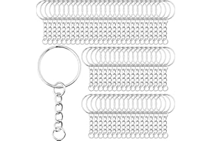 DKBT 120 Stk Schlüsselring mit Kette Schlüsselanhänger Selber Machen Basteln Ringe Set Schlüsselanhänger Rohling Zubehör Key Chains 25mm mit Spaltringe für Schlüssel Anhänger DIY Schmuckherstellung Silber