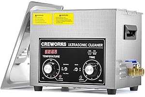 CREWORKS 10L Nettoyeur à Ultrasons Professionnel丨Puissance 240W丨Chauffage 300W丨Minuterie 1-30min丨Mode Dégazage et Mode Doux, Bac à Ultrasons Commercial Machine de Nettoyage Ultrasonique