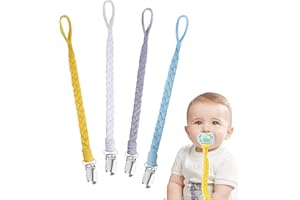 HONGXIN-SHOP Pacifier Clips Cotton Teether Soother Chain Braided Dummy Clips for Baby Infant Toddler 4 Pack #8