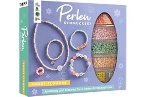 TOPP Perlen-Schmuckset - Sweet Flowers: Anleitung und Material für fünf Schmuckstücke in zarten Farben, White