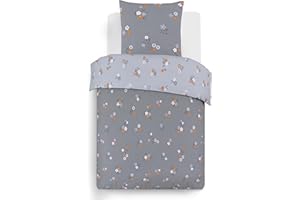 Vision - Dwustronny zestaw pościeli Leyla - Zestaw poszewek na kołdrę 140 x 200 cm z 1 poszewką na poduszkę na łóżko jednoosobowe - 100% bawełna