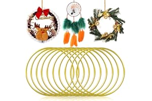 Atuoxing 15 Pezzi Anelli di Metallo, 10cm Cerchi per Acchiappasogni, Creative Anello Metallico per Matrimoni Ghirlande Cerchio Metallo Decorazioni (Oro)