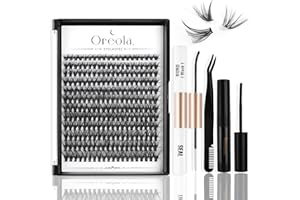 Oreola D Curl Pestañas individuales con Bond and Seal, aplicador y removedor de pestañas para principiantes, Juego de pestañas individuales 40D de 9-16 mm, 240 unidades