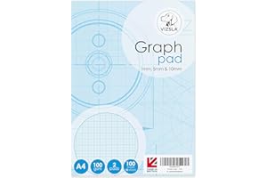 The Worcestershire Stationery Company Vizsla A4 graph pad, 1,5,10mm pack of 2 pads, 50 sheets (100 pages) per pad (1,5,10mm)