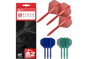 Target Darts K-Flex Integrated Dart Flights and Shafts, Kflex 9 Pack Bundle, Multipack - K Flex 3 Couleurs | Noir, Blanc, Clair, Rouge, Vert, Bleu, Rose, Orange, Jaune | Court, Intermédiaire, Moyen