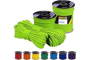 EdcX 4 mm Poliestere Paracord 550 (15, 30 e 50 m) – 4 mm Tipo III, Cavo per Paracadute Resistente allo Strappo per la Sopravvivenza in 100% Poliestere con 7 Fili | Colori a Tinta Unita