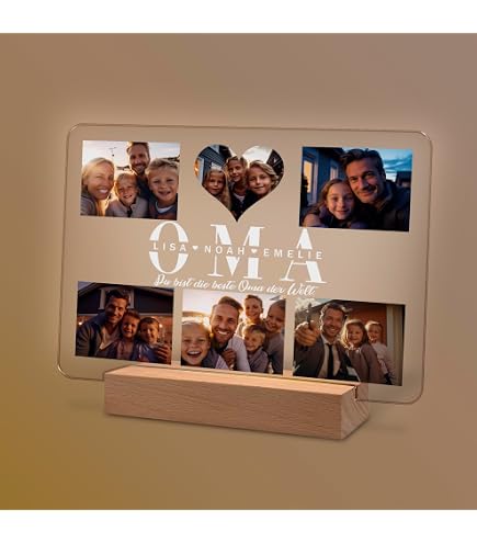 Personalisiertes LED Nachtlicht – Mit Eigenem Foto & Text, Acrylglas 14x14 Cm, Optional Warmweiß