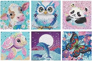 Kssvzz 6 Piezas Diamond Painting Niños Kit Completo, DIY Pintura de Diamantes Niños, Cuadros Diamantes 5D para Niñas y Adultos Principiantes, Dibujos con Diamantes para Casa Decoración (Estilo A)
