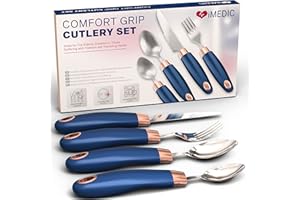iMedic Designer Easy Grip Cutlery for Adult - Dishwasher Safe Arthritis Cutlery Set - Great for The Elderly, Cutlery for Disabled or Those Suffering with Tremors and Trembling Hands - 1 Set