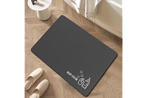 Erismithh Bathroom Mat 60 * 40cm Bath Mat Quick Dry Floor Mats Non Slip Absorbent Magic Mat Kitchen Washable Bathroom Carpet Toilet Anti Mould Dark Grey