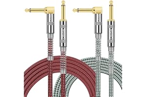 OTraki 2 Stück Instrumentenkabel Gitarrenkabel 3M, 6.3mm Electric Guitar Cable Mikrofonkabel Gitarren Kabel für E-Gitarre, Bassgitarre, Keyboard, Elektrische Mandoline, Pro Audio