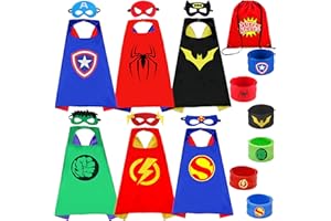 Chennyfun Costumi da Supereroi Supereroi Giocattoli, Mantelli e Maschere e Braccialetto, Bambini Vestono Costumi da Supereroe, Costumi Carnevale Mantelli e Maschere Giocattoli