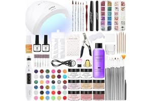 SPTHTHHPY Acrylic Nail Kit with Electric Nail Drill and Nail Lamp,U V Nail Dryer Light Manicure Pen Polishing Tools,False Nail Tips Starter Set Supplies for Beginner with Everything