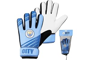 MANCHESTER CITY F.C. Goalkeeper Gloves for Kids Teenagers Non Slip Padded Palms Size 5 or 7 Man City Gifts for Boys (Size