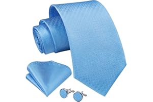 Enlision Corbatas de Hombre Elegantes Conjunto Corbata y Pañuelo con Gemelos Corbata de Color Solido Flores Paisley Modernas para Boda Fiesta Business Oficina Regalo