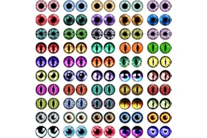 MWOOT 100 Pezzi 12MM Colorate Occhi di Vetro con Scatola, Glass Eyes per Gatto Uccelli Drago, Occhi per Pupazzi Sculture Argilla Polimerica, Creazione Bambole Gioielli, Decorate per Natale Halloween