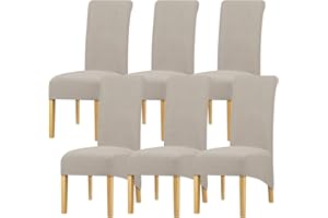 Leorate Large Size Dining Room Hotel Fleece Fabric Stretch Chair Cover Pack 2 4 Pack of 6 (1 Beige, Pack of 4) (Camel, 6PCS)