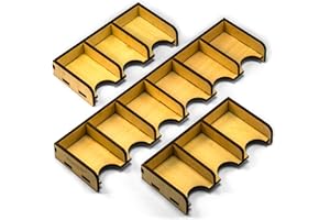 Waldfelsen 1 Wooden Playing Card Holder with 6 Compartments and 2 Card Holders with 3 Compartments for Cards in Size 44 x 68 mm Suitable for Settlers, Light Brown