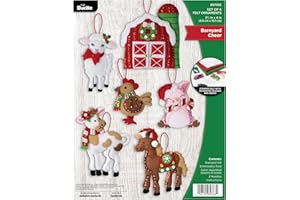 Bucilla 6, Barnyard Cheer, Perfect for DIY Arts and Crafts Felt Applique 4 Piece Ornament Making Kit