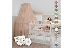 lilimaus Betthimmel Babybett in 12 Farben [inkl. Himmelstange] - Himmel Babybett aus 100% Baumwolle Musselin - Betthimmel Mädchen & Jungen - Himmelbett Vorhänge mit Stange - Kinder Babyzimmer Deko