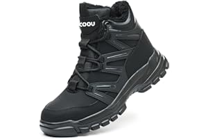 COOU Męskie buty ochronne, zimowe, robocze, damskie, wysokie, lekkie, sportowe, stalowe noski, ciepłe, z podszewką, antypoślizgowe, rozmiar 36-46 EU