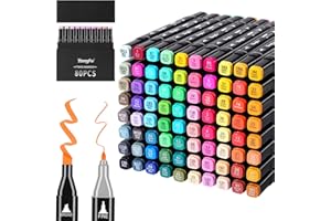 TongFu 80 Colored Marker Set, Colouring Pens, Alcohol Markers, Double Tipped Graphic Art Pens for Kids & Adults, Permanent Markers Pens for Drawing, Sketching, Anime and Manga with Black Box
