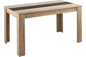 ‎BYLIVING byLIVING Esstisch NORI/Küchentisch 120 cm/Esszimmertisch/Tisch in Sonoma Holz Eichen-Optik hell-braun/Wendeplatte in der Mitte wahlweise Schwarz oder Weiß / 120 x 80 x 75 cm (L x B x H)