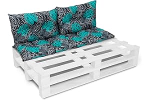 AMILIAN Set de cojines de asiento para banco de jardín, cojines para silla, cojines de respaldo, cojines para europalés 40 x 120 cm + 2 x 40 x 60 cm 02
