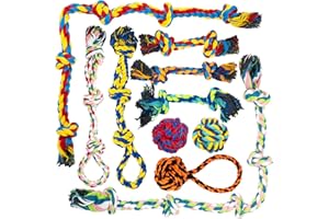 Fur & Bone 10 Pcs Dog Toys - All Breeds Indestructible Dog Toy - Chew Toys for Aggressive Chewers - Natural Cotton Puppy Tug of War Rope - for Boredom, Pulling, Teeth Cleaning