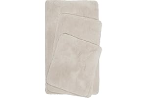 ‎HOMIE LIVING Homie Living Badteppich, Badematte kuscheliger Flauschiger weicher Flor l rutschfest und Waschbar Porto Azzurro (55 x 65 cm, Creme beige)