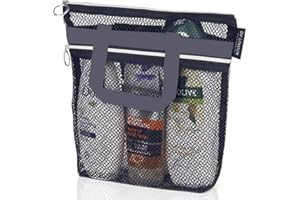 VOANZO Borsa da doccia portatile in rete, ideale per palestra, viaggi, campeggio, spiaggia, colore nero