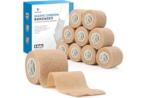 YANGTSUNG 9 Rollen selbstklebende elastische Bandage, 5 cm x 4,5 m, wiederverwendbare kohäsive Bandage, atmungsaktiv, wasserdicht, Sportbandage für Handgelenk, Knöchel, Tierbandage für Pferde