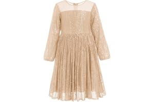 Odizli Kinder Mädchen Langarm Glitzer Pailletten Prinzessin Kleid Weihnachten Hochzeit Geburtstag Ballkleid