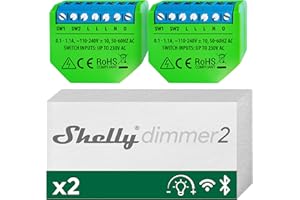 Shelly Dimmer 2 | Intelligenter Wlan Dimmer | Kein Neutralleiter nötig | Hausautomatisierung | Kompatibel mit Alexa & Google Home | iOS Android App | Kein Hub erforderlich | Dimmbare Lichter (2 Pack)