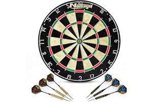 Naissgo Dartscheibe, Dartscheibe mit Pfeilen, Bristle Dartboard, Bristle Klassische Dartscheibe mit Nummer Ring Sisal Darts Set Einschließlich 6 Sätze von Dartpfeile mit Stahlspitze