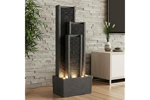 ‎ARNUSA BK903 Garden Fountain Water Wall 99 cm Standing Fountain with Lighting Waterfall Garden Decoration Indoor Fountain