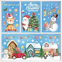 SILARLAIT Vetrofanie Natalizie Acquerello - 10 Pezzi Adesivi Statici Per Finestre - Decorazioni Riutilizzabili 30x21 Cm - 2