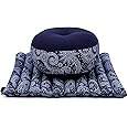 Leewadee Meditation Cushion Set – 1 Small Zafu Yoga Pillow and 1 Small Roll-Up Zabuton Mat Filled with Kapok