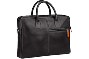 DAVIDOFF ESSENTIALS Briefcase - Maletín de negocios - maletín para ordenador portátil de 13/14 pulgadas para hombre - maletín portadocumentos de piel - maletín ejecutivo con bandolera - negro